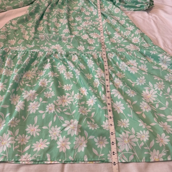 NEW Mable Medium Green Floral Off Shoulder Midi DRESS Cottage Coquette Feminine - Picture 4 of 7